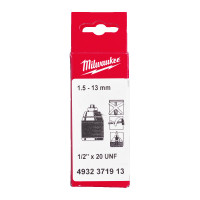 Патрон безключовий промисловий для інструменту з FIXTEC , 1-10мм 1/2''х20 MILWAUKEE 4932371913