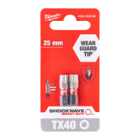 Біта SHOCKWAVE , TX40, 25мм, (2шт) (заміна на 4932500367) ACC MILWAUKEE 4932430888